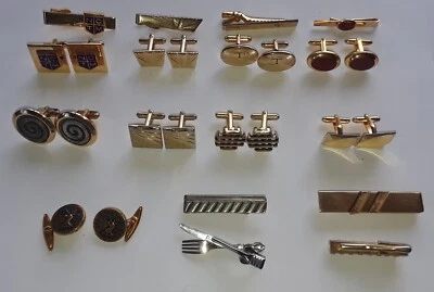 Lote de abotoaduras vintage retrô Anson clipe de gravata e abotoaduras e vários outros clipes de gravata - Imagem 1 de 4