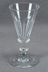 European Hand Blown Cut Flint Glass Panel Cut Double Knopped Stem Wine C. 1830s - Picture 1 of 8