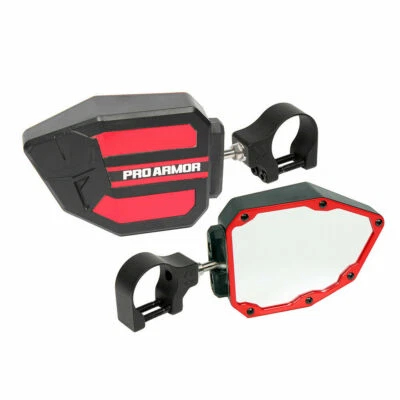 Conjunto de espelhos separadores Pro Armor visão lateral vermelho 2" Polaris Can-Am universal - Imagem 1 de 2