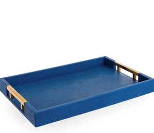 Serving Tray with Polished Metal Handles 17.25''X12'' Rectangle Coffee Table - Picture 1 of 6