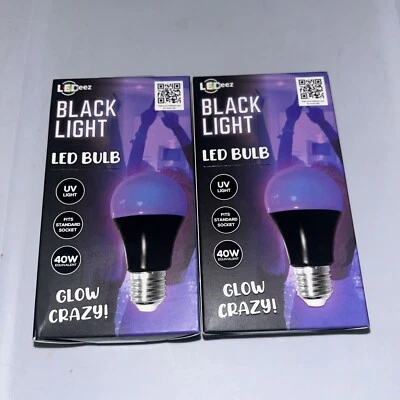 LEDeez UV Black Light LED Bulb 6 W (40W) Glow Crazy LED Light Bulb NEW Set of 2 - Image 1 of 4