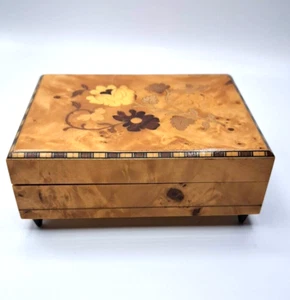 MAPSA Floral Inlaid Marquetry Wood Music Jewelry Box Dr Zhivago Swiss Music - Picture 1 of 8