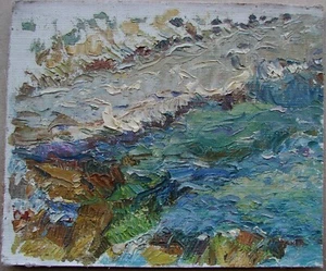 Ukrainian Soviet USSR Oil Painting impressionism river shore - Picture 1 of 9