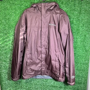 Columbia Jacket Men Small Maroon OmniTech Full Zip Waterproof Lightweight Trail - Picture 1 of 10