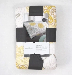 Threshold Cotton Floral Quilted Standard Pillow Sham Yellow and Teal NWT - Picture 1 of 4