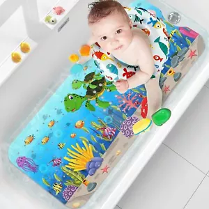 Baby Bath Mat for Tub for Kids 40 X 16 Inch Extra Long Kids Bathtub Mat Non Sli - Picture 1 of 2