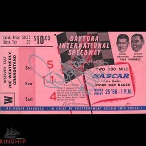 Richard Petty signed 1966 Daytona Ticket JSA COA Two 100 Mile Race Event Z2064 - Picture 1 of 1