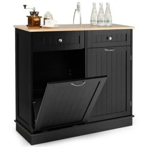 Kitchen Tilt Out Trash Cabinet Hidden Recycling Garbage Can w/Adjustable Shelf - Picture 1 of 9