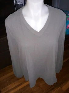 NEU IMAN DAMEN MITTELGRAU LANGARM BLUSE PLISSEE HINTEN - Bild 1 von 7