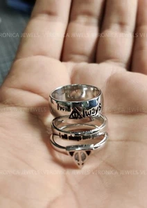 Juego de trío de anillos de boda 1 quilate blanco corte redondo circonita cúbica conjunto de anillos en plata de ley 925 - Imagen 1 de 5
