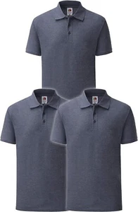 Fruit of the Loom 3 Pack of Men's Polo Shirts Size XXL 2XL 65/30 Blue, 3 Buttons - Picture 1 of 1
