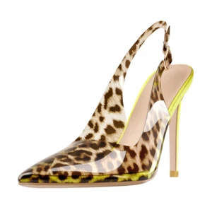 Sandalias de salón Onlymaker para mujer punta de leopardo punta puntiaguda tacón alto honda - Imagen 1 de 10