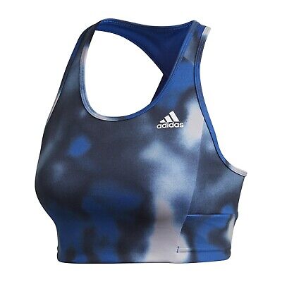 New Adidas Sports Bra Top, Ladies Womens - Gym Training Fitness Running - Blue • 16.79€