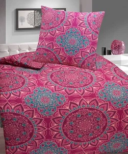 Bettwäsche Seersucker Mikrofaser Ornamente 135x200 80x80 Pink - Bild 1 von 5