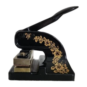Victorian Iron Letter Press Antique Paper Embossing Stamp 'Pine View' 4.5" - Imagen 1 de 8