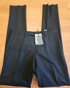 $498 NEW JOHN VARVATOS COLLECTION BLACK PANTS WOOL BLEND 48/32 Unhemmed - Picture 1 of 9