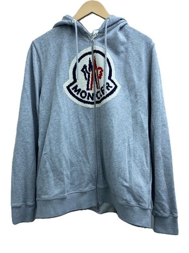 MONCLER FELPA CON CAPPUCCIO ZIP XXL COTONE GRIGIO E20918429150 LOGO EMBODY