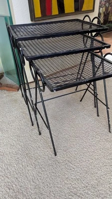 Mid Century Modern Wrought Iron Nesting Table Set - Image 1 of 4