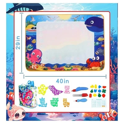 Alfombra grande para doodle de agua 40 x 29 pulgadas esteras para colorear aguamarina para niños / dibujo sin desorden Foto 1 de 4