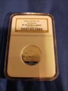 2006 S SILVER NGC NEBRASKA PF70 ULTRA CAMEO STATE HOOD QUARTER - Picture 1 of 2