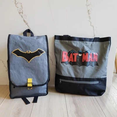 DC Comics Batman Mochila Bolso de Mano Conjunto Niños Gris Negro Escuela Viaje Paquete Foto 1 de 4