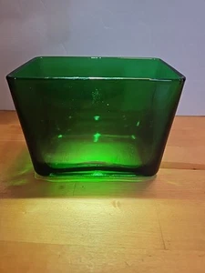 Napco Vase Emerald Green Glass Planter Rectangular Cleveland 1164 Hand Painted - Picture 1 of 9