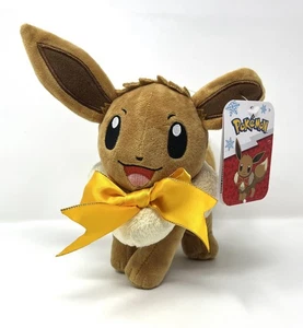 POKEMON EEVEE WITH YELLOW BOW 8" PLUSH TOY NEW - Picture 1 of 4