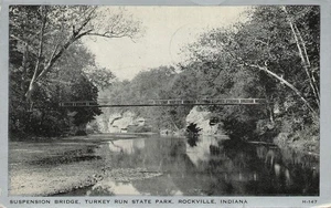 Suspension Bridge Turkey Run State Park Rockville Indiana 1940 Postcard - Picture 1 of 2