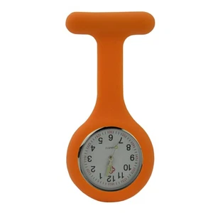Schwesternuhr Silikon Krankenschwesternuhr Pulsuhr Kitteluhr Pflege orange - Bild 1 von 1