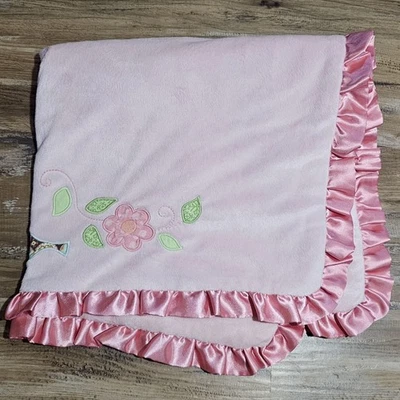 Manta Bananafish Flores Bebé Niñas Rosa Floral 38 1/2" x 29" Peluche Satinado 2011 Foto 1 de 4
