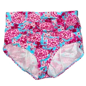 Torrid High Waist Schwimmen Bikinihose Blumenmuster Rüschen Größe 1 1X 14 16 NEU - Bild 1 von 7