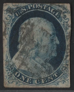 US 1861 SCOTT #7 1¢ FRANKLIN USED TYPE II F–VF - Picture 1 of 2