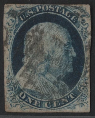 US 1861 SCOTT #7 1¢ FRANKLIN USED TYPE II F–VF - Image 1 of 2