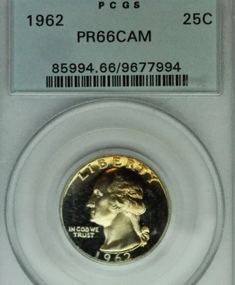 1962 Cameo Proof Washington Quarter - PCGS Graded Cameo PR66 - Gold Toned - Image 1 of 4