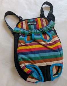 PAWABOO Pet Dog Cat Carrier Front Or Back Adjustable Strap Rainbow Stripe Large - Picture 1 of 10