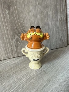 Figura Cerámica Garfield "El Padre Más Grande del Mundo" Años 70/80 De Colección Hecha en Corea - Imagen 1 de 8