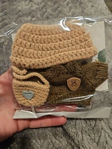 Conjunto de Ropa para Suéter Labubu Marrón Tostado + Sombrero + Bolso Conjunto Monstruos Peluche  - Imagen 1 de 5