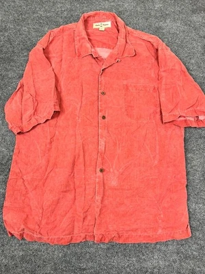Camisa Tommy Bahama Para Hombres Naranja Manga Corta Seda Abotonada TALLA XL Foto 1 de 4