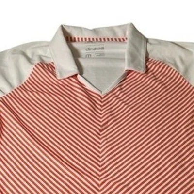 Adidas ClimaChill в полоску Athletic рубашка-поло оранжевый белый короткий рукав - Изображение 1 из 4