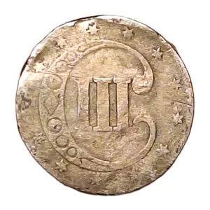 1851-1853 3 Cent Silver Trime Tough Old US Silver Coin Type 1 Low Grade - Picture 1 of 10