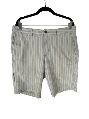 Pantalones Cortos Tommy Bahama Para Hombre 34 Azul Blanco Seersucker Rayas Elastizados Cremallera Mosca Nylon Foto 1 de 4