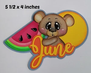 JUNE CALENDAR MONTH TITLE boy girl scrapbook paper piecing 3D die cut by Rhonda - Picture 1 of 1