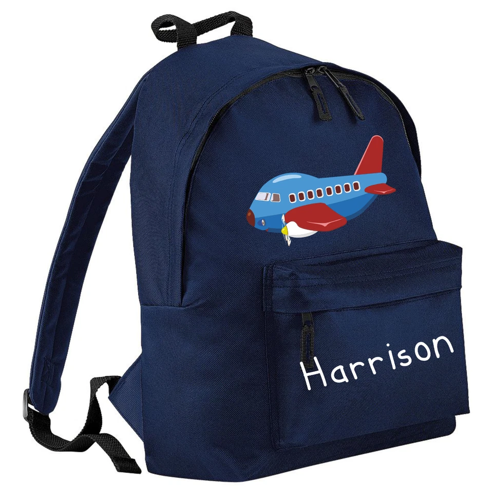 ICKLE PEANUT Personalised Aeroplane, Holiday Name Rucksack Backpack Back to School Bag Boys