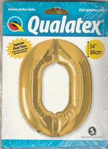 Qualatex 34 Inch Number Balloon - Zero Metallic Gold Foil Balloon - Picture 1 of 2