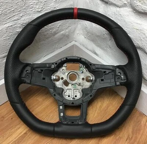 Genuine VW Golf MK7, MK7.5, GTI red stitch steering wheel. RETRIMMED. DSG. 6B - Picture 1 of 12