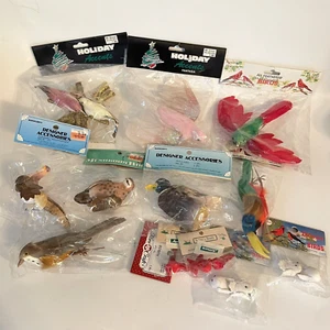 Lot of Vtg Flocked & Feathered Birds Crafts Holiday Wired Feet - Picture 1 of 10