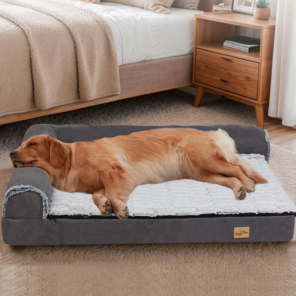 L-Shape Orthopedic Dog Bed Waterproof Bolstered Strong Support Dog Couch Bed Mat - image 1 of 4