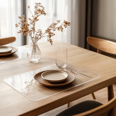 2mm Thick Clear Transparent Vinyl PVC Tablecloth Table Protector Plastic Cover - Image 1 of 4