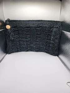 Vintage Lord & Taylor Black Mesh Clutch Zip Closure - Picture 1 of 19