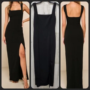 Maxi abito nero LULUS Inspiring Allure scollo quadrato colonna taglia XL**NUOVO SENZA ETICHETTE** - Foto 1 di 12